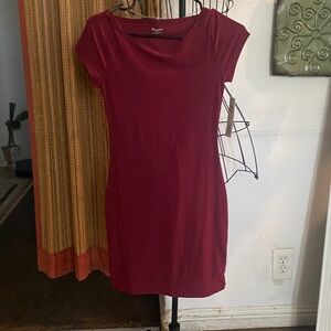 No Boundaries Burgundy Short-Sleeve Scoop Neck Mini Dress